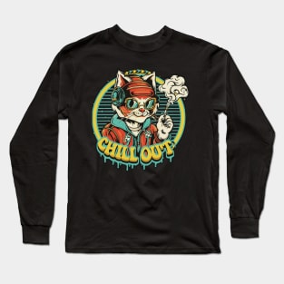 Urban Style Cat Wearing Headphones cool style and smoking Long Sleeve T-Shirt